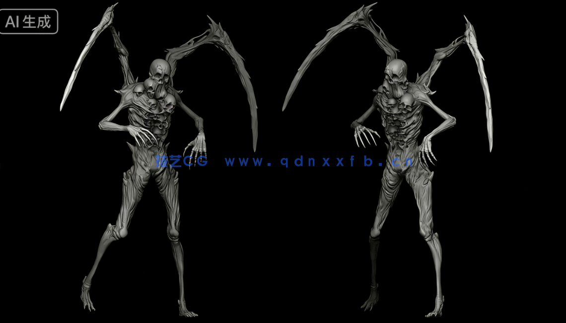 [Zbrush] 80款不死生物亡灵丧尸手工雕刻VDM笔刷ZBrush套件(图9)