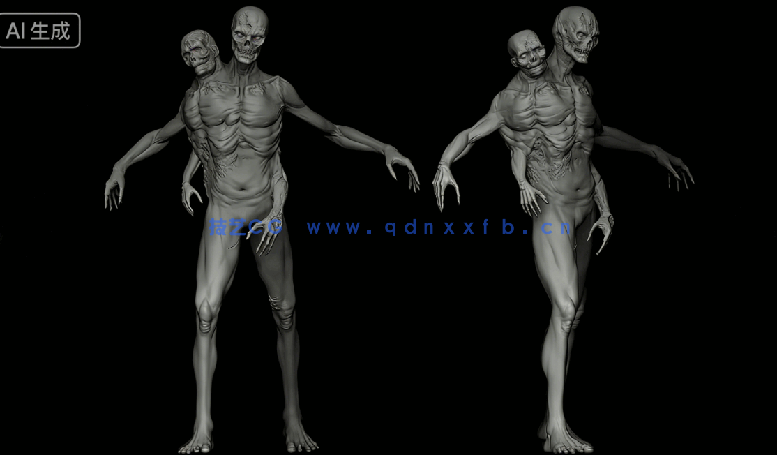 [Zbrush] 80款不死生物亡灵丧尸手工雕刻VDM笔刷ZBrush套件(图6)