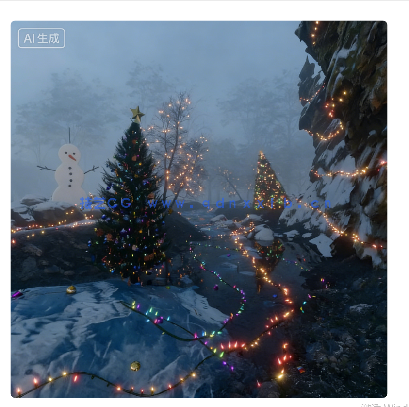 Blender圣诞节雾气小镇树林场景模型工程文件带材质贴图灯光(图1)