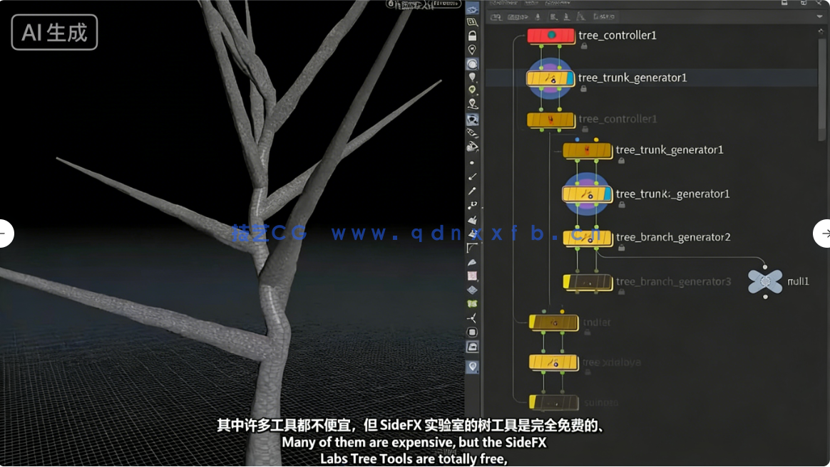 Houdini中KineFX和Labs Tree Tools插件创建程序化树(图2) Houdini中KineFX和Labs Tree Tools插件创建程序化树(图2)