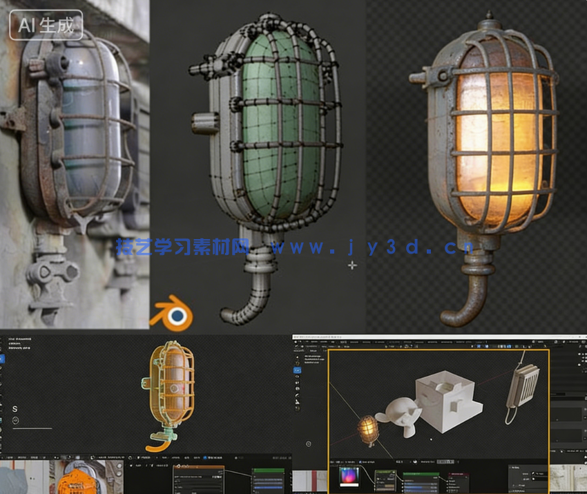 【中文字幕】Blender复古旧灯建模与贴图实例制作视频教程(图6)