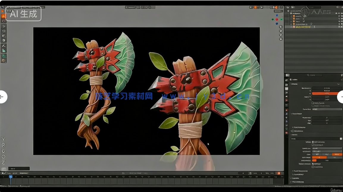 【中文字幕】Blender游戏战斧从概念设计到最终成品全流程制作视(图9) 【中文字幕】Blender游戏战斧从概念设计到最终成品全流程制作视(图9)