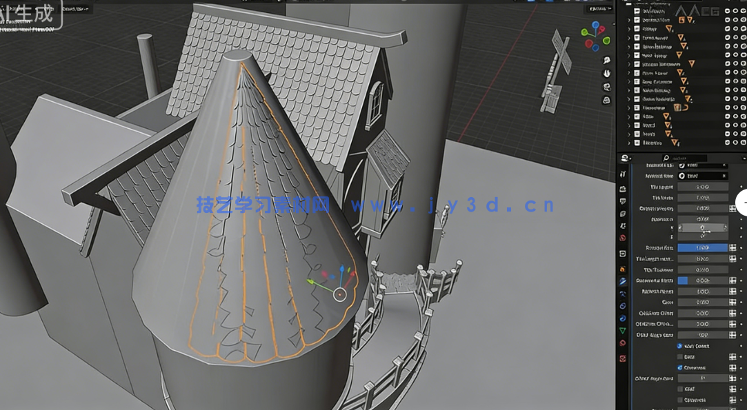 Blender法师塔建筑环境场景完整制作流程视频教程(图3)
