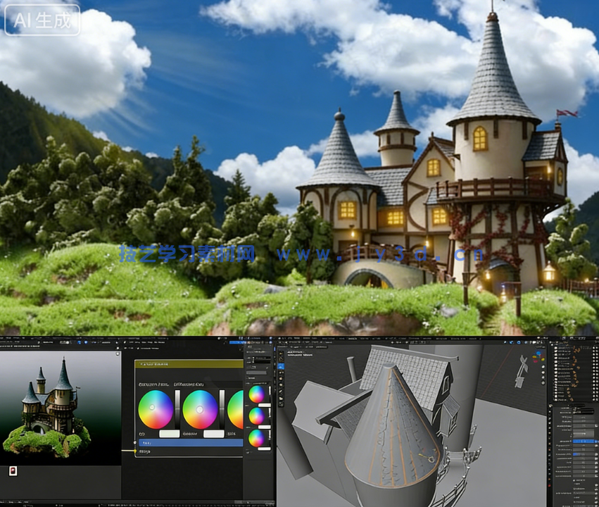 Blender法师塔建筑环境场景完整制作流程视频教程(图7)