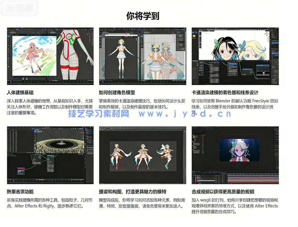 Blender卡通渲染角色从建模到后期实战全流程视频教(图4) Blender卡通渲染角色从建模到后期实战全流程视频教(图4)