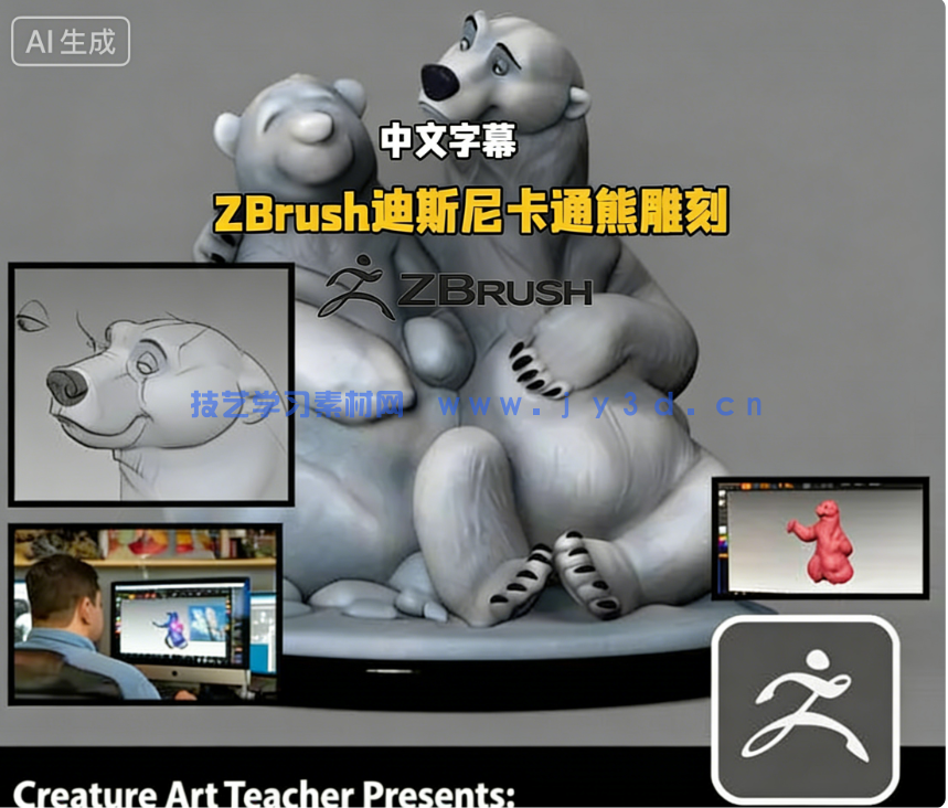 ZBrush迪斯尼卡通熊角色雕刻大师级训练视频教程(图5)