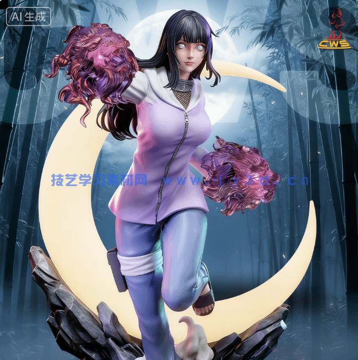 [3D打印人物] 日向雏田Hinata Hyuga是《火影忍者》动漫角色雕刻手办3D打印模型(图1)