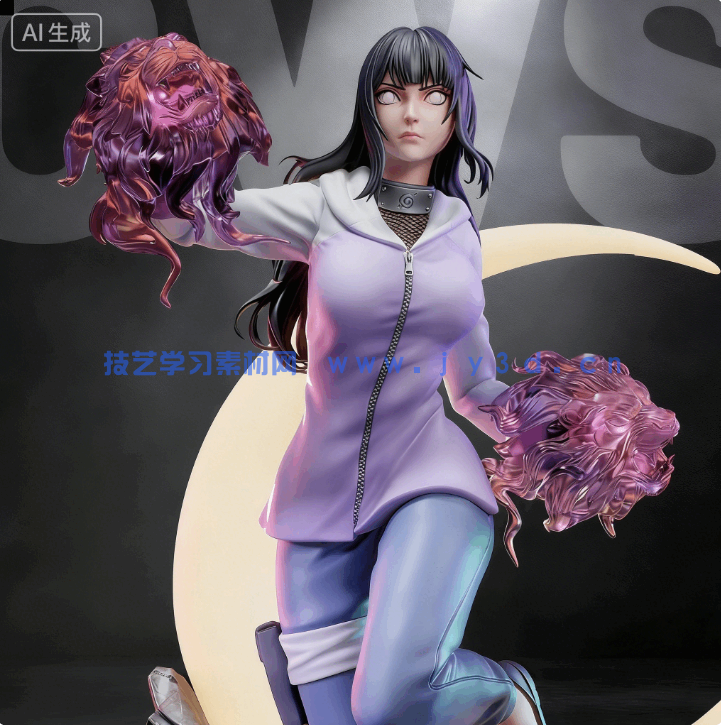 [3D打印人物] 日向雏田Hinata Hyuga是《火影忍者》动漫角色雕刻手办3D打印模型(图2)