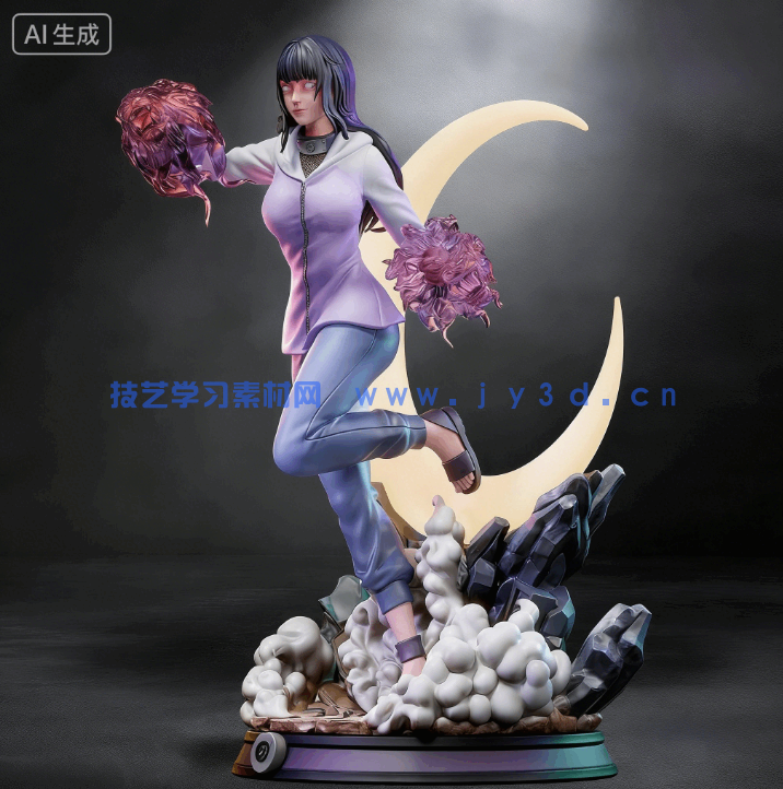 [3D打印人物] 日向雏田Hinata Hyuga是《火影忍者》动漫角色雕刻手办3D打印模型(图4)