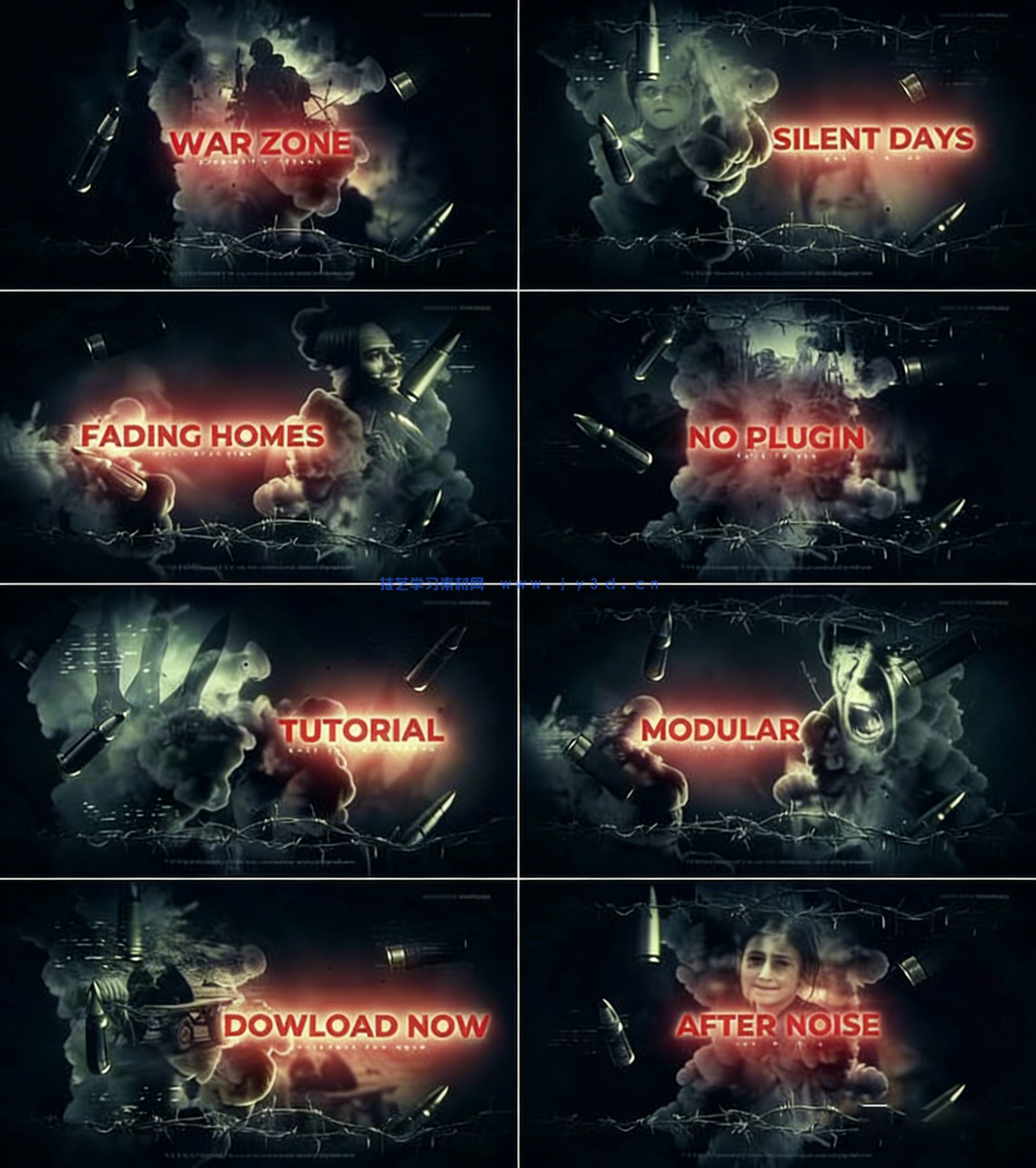 史诗般的战争电影纪录片开场AE模板(图1) 史诗般的战争电影纪录片开场AE模板(图1)