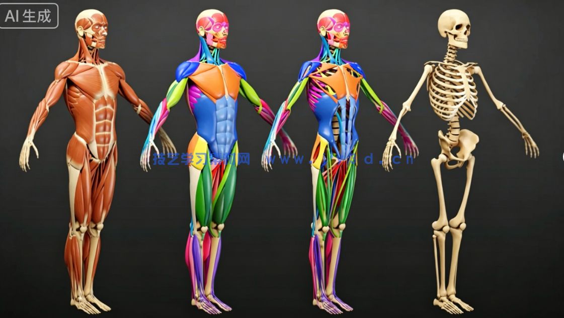 男性女性角色肌肉骨骼建模雕刻基础网格3D模型合集(图5) 男性女性角色肌肉骨骼建模雕刻基础网格3D模型合集(图5)