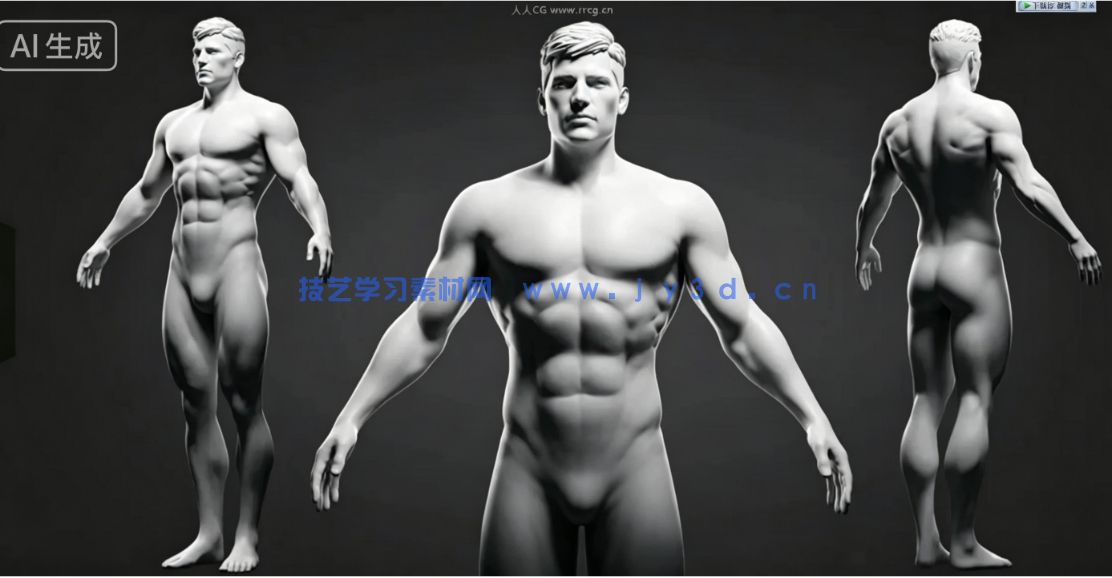 男性女性角色肌肉骨骼建模雕刻基础网格3D模型合集(图6) 男性女性角色肌肉骨骼建模雕刻基础网格3D模型合集(图6)