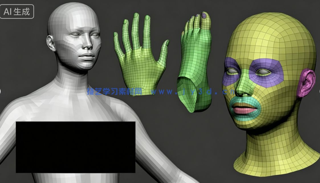 男性女性角色肌肉骨骼建模雕刻基础网格3D模型合集(图9) 男性女性角色肌肉骨骼建模雕刻基础网格3D模型合集(图9)