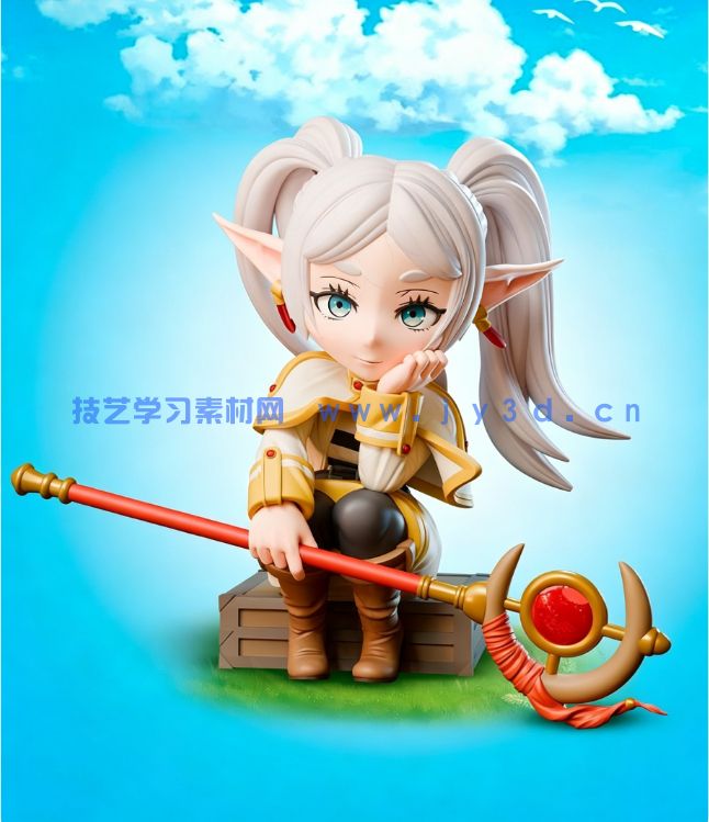 芙莉莲Q版《葬送的芙莉莲》动漫角色雕刻手办3D打印模型(图1)