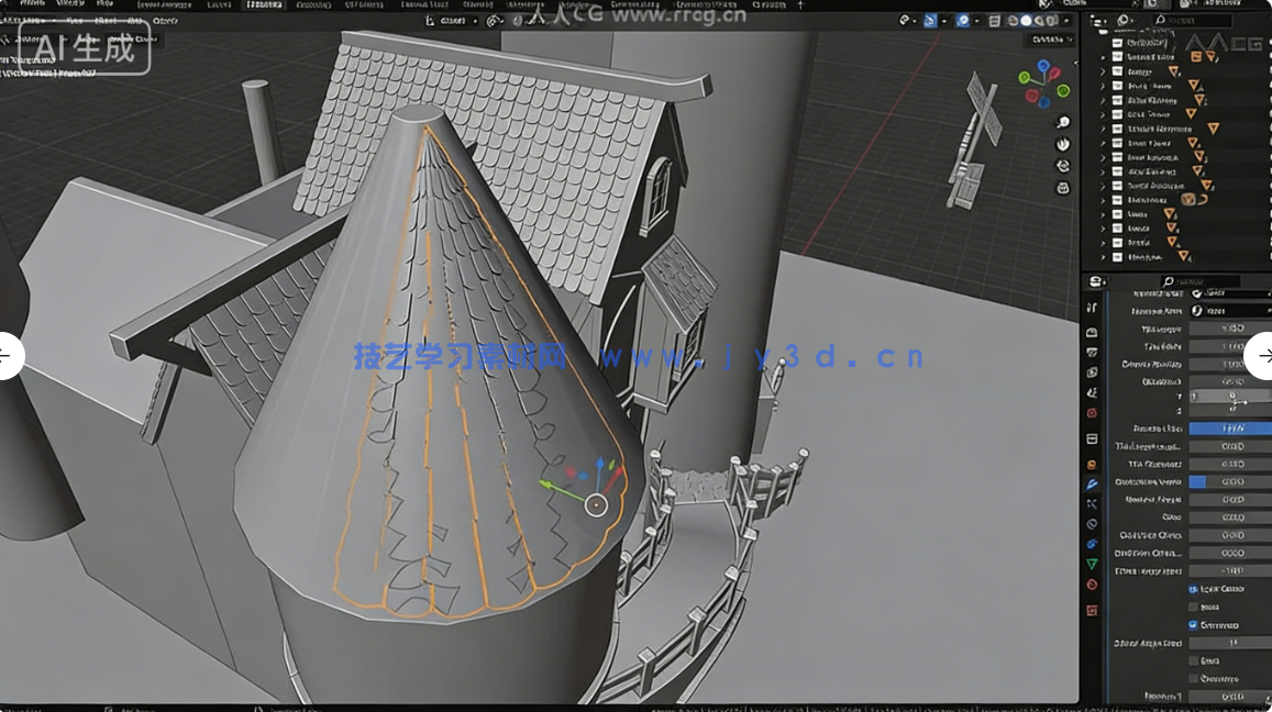 【中文字幕】Blender法师塔建筑环境场景完整制作流程视频教程(图5)
