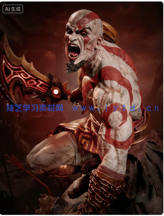 奎托斯Kratos站姿《战神》游戏角色雕刻手办3D打印模型(图3) 奎托斯Kratos站姿《战神》游戏角色雕刻手办3D打印模型(图3)
