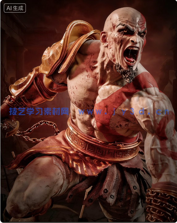 奎托斯Kratos站姿《战神》游戏角色雕刻手办3D打印模型(图4) 奎托斯Kratos站姿《战神》游戏角色雕刻手办3D打印模型(图4)