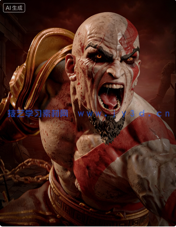 奎托斯Kratos站姿《战神》游戏角色雕刻手办3D打印模型(图6) 奎托斯Kratos站姿《战神》游戏角色雕刻手办3D打印模型(图6)