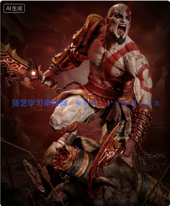 奎托斯Kratos站姿《战神》游戏角色雕刻手办3D打印模型(图2) 奎托斯Kratos站姿《战神》游戏角色雕刻手办3D打印模型(图2)