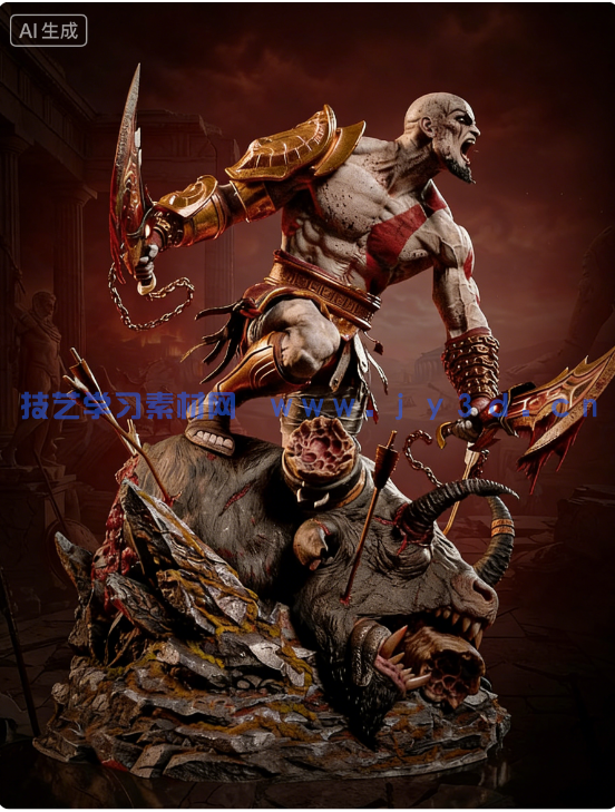 奎托斯Kratos站姿《战神》游戏角色雕刻手办3D打印模型(图8) 奎托斯Kratos站姿《战神》游戏角色雕刻手办3D打印模型(图8)