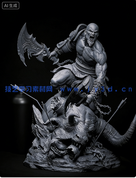 奎托斯Kratos站姿《战神》游戏角色雕刻手办3D打印模型(图12) 奎托斯Kratos站姿《战神》游戏角色雕刻手办3D打印模型(图12)